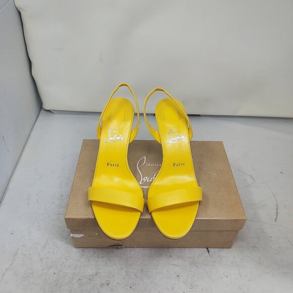 Christian Louboutin O Marylin Leather Yellow Strappy Heel Sandal - Picture 6 of 13
